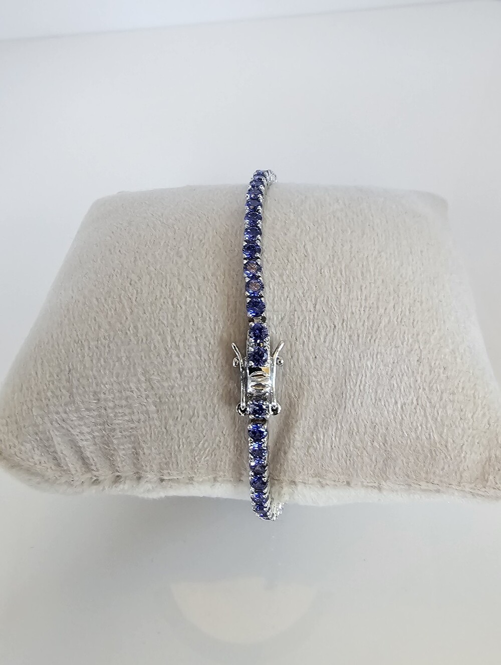 Genuine Tanzanite Sterling Silver Tennis Bracelet 7"